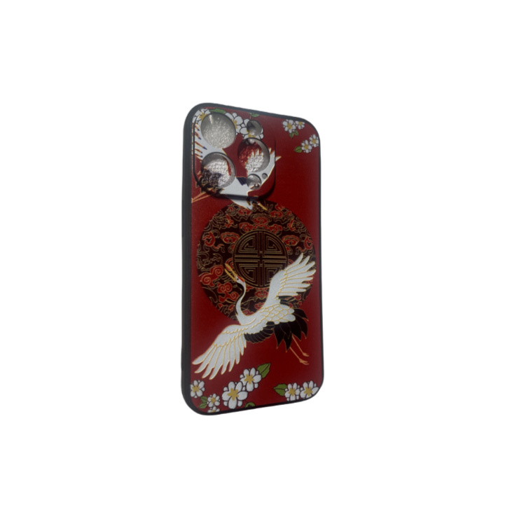 Cranes, Red, Intricate Pattern iPhone Cases